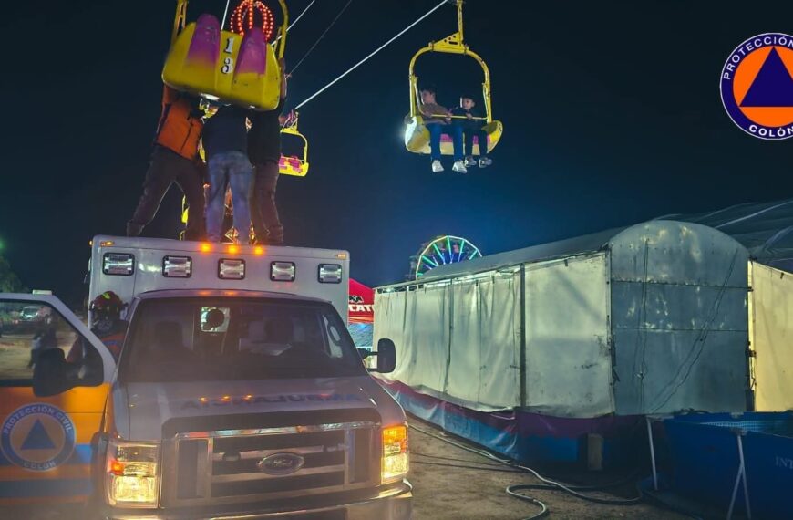 Protección Civil Municipal de Colón Realiza Evacuación Exitosa en Juego Mecánico “Teleférico”