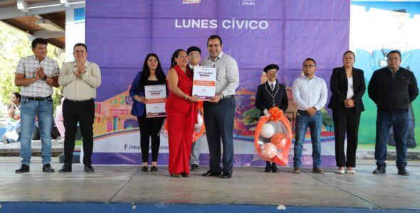 Entrega Gaspar Trueba techumbre y cancha en Primaria “Leona Vicario”